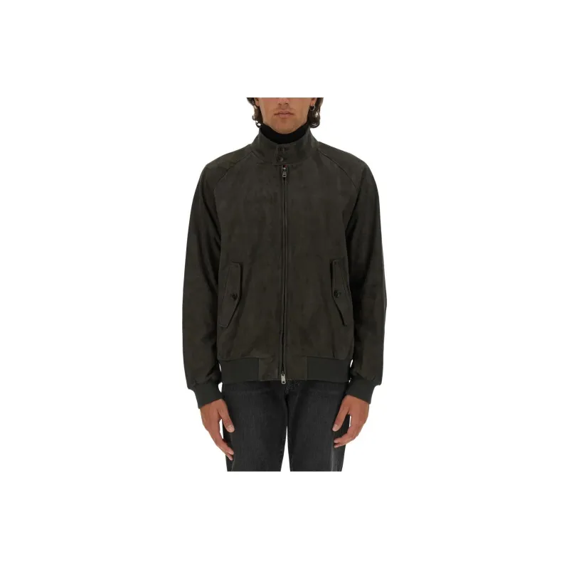 BARACUTA G9 Harrington Panelled Suede Jacket-1