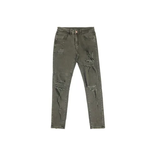BLUESFLY Slim Fit Pants Jeans Men's Army Green