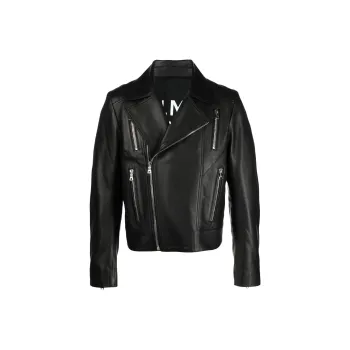 BALMAIN SS23 Leather Jacket Men's Black
