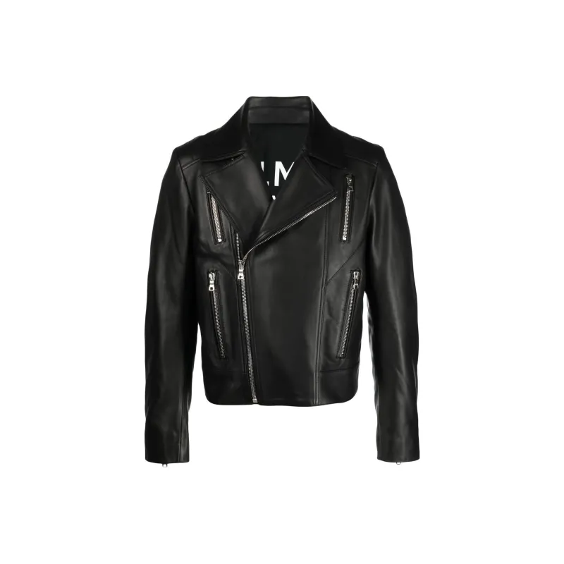 BALMAIN SS23 Leather Jacket Men's Black-0