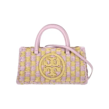 TORY BURCH Ella Raffia One Shoulder Handbag Women's Light Purple