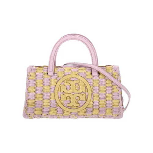 TORY BURCH Ella Raffia One Shoulder Handbag Women's Light Purple