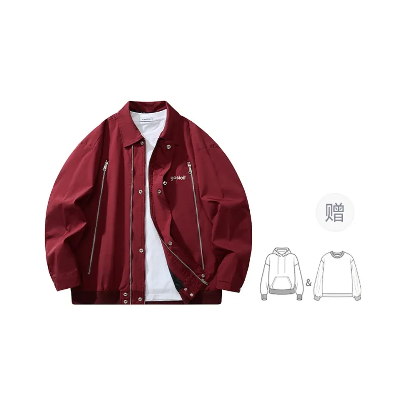YOSICIL Jackets Coats Unisex Burgundy-6
