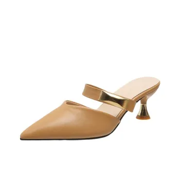 WOXXXN Rubber Sole Leather Patchwork Quick Dry Closed Toe Slippers Women's