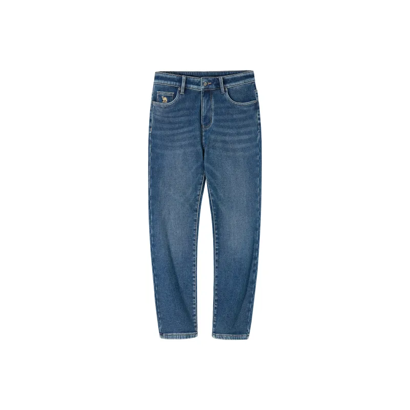 CAMEL Straight Fit Silver Fox Velvet Warm Denim Micro Stretch Cotton Like Breathable Jeans Men's-6