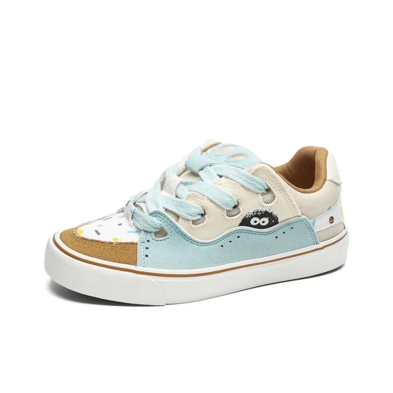 VANSSI Low Top Skateboard Shoes Unisex Blue Brown-1