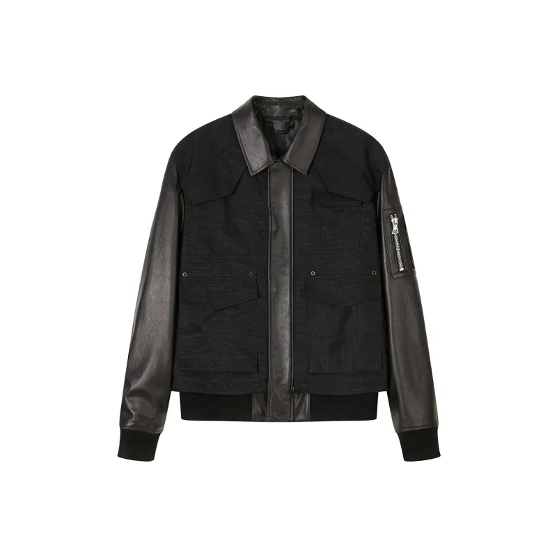 DAVID NAMAN Leather Jackets Men Black-0