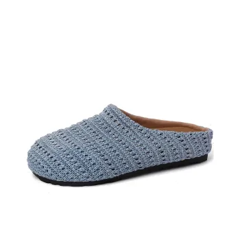 EEueeczs Rubber Sole Slip Resistant Closed Toe Slippers Women's Blue