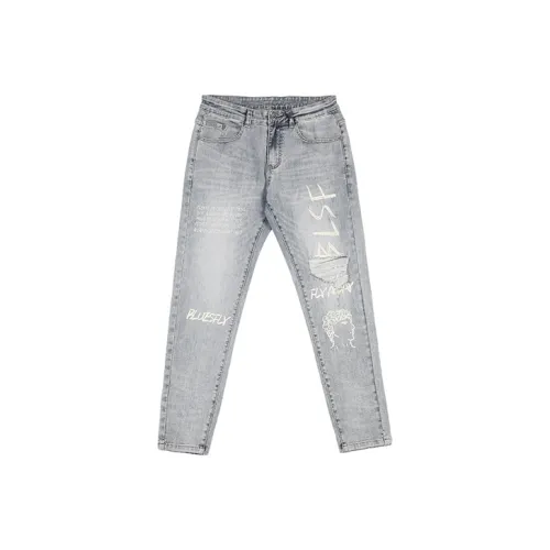 BLUESFLY Slim Fit Pants Jeans Men's Light Blue