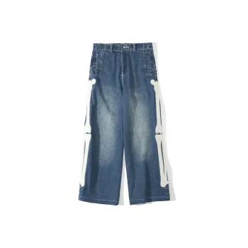 UNVESNO Wide Leg Jeans Unisex Dark Blue