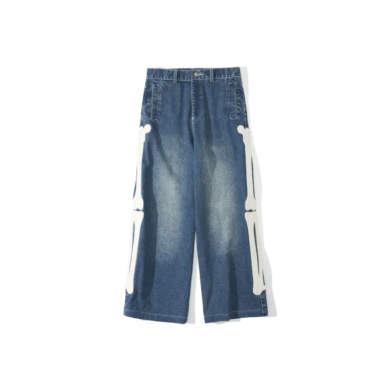 UNVESNO Wide Leg Jeans Unisex Dark Blue-0