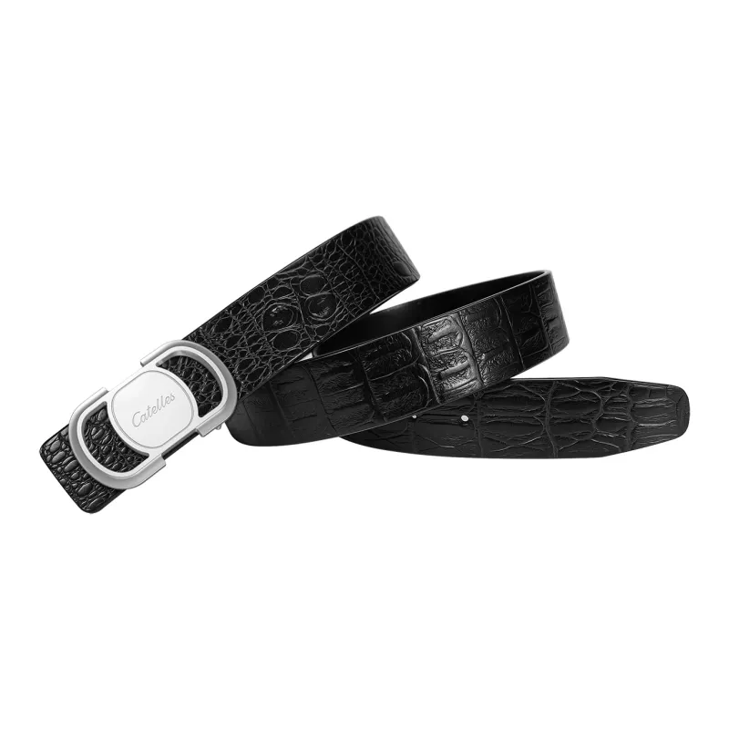 CATELLES Crocodile effect Top Layer Cowhide Leather Belts Men's 3.5cm-4