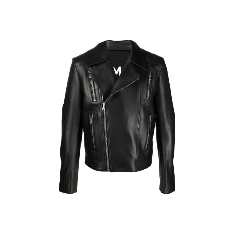 BALMAIN Leather Jackets Men Black-0