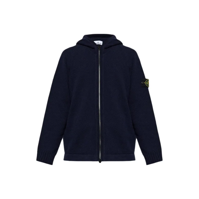 STONE ISLAND Logo Patch Hooded Cardigan-0
