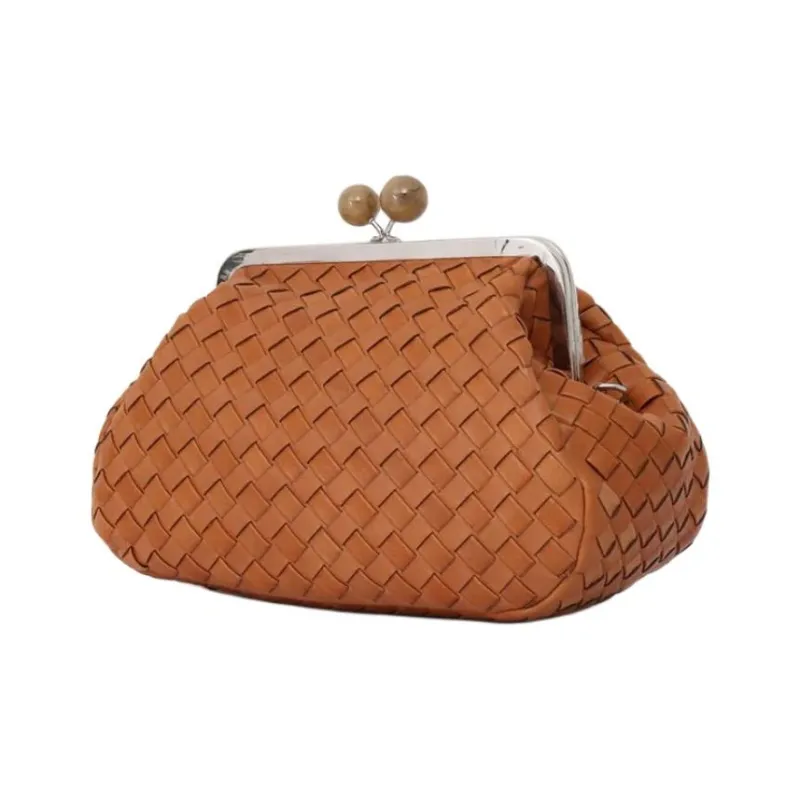 WEEKEND MaxMara Cow Leather One Shoulder Crossbody Clutch Women's Saffron Brown-1