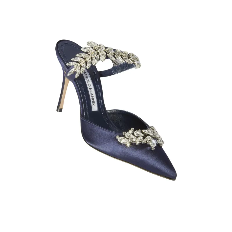 MANOLO BLAHNIK Closed Toe Slippers Women's Blue-3