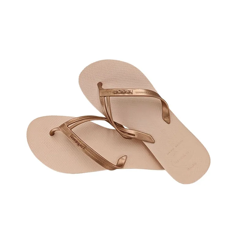 Havaianas Rubber Sole Abrasion Resistant Slip Resistant Flip Flops Women's Rose Gold-3