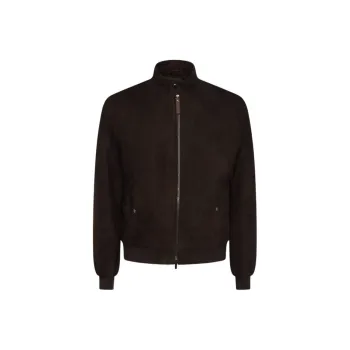 Canali Leather Bomber Jacket