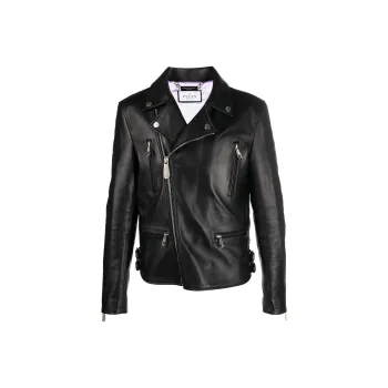 PHILIPP PLEIN Rear Logo plaque Leather Jacket