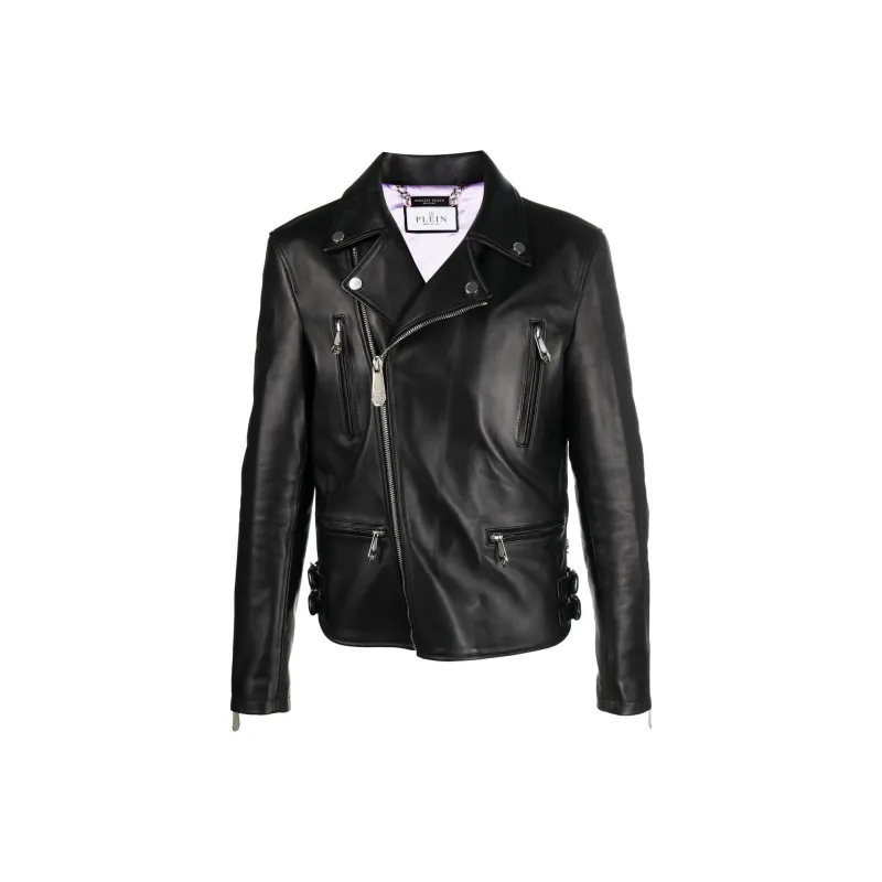 PHILIPP PLEIN Rear Logo plaque Leather Jacket-0