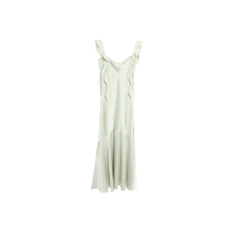 GUOZHEN Sleeveless Dress Women's Wheat Green-1