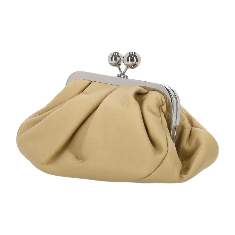 WEEKEND MaxMara Calfskin One Shoulder Crossbody Clutch Women's Beige Yellow-1