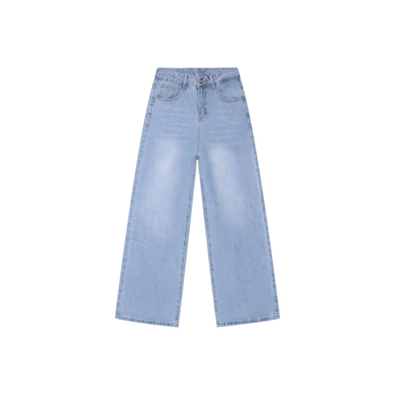 Voguo Relay Baggy Jeans Extended Length Floor Length Wide Leg Pants Unisex Vintage Dark Blue-4