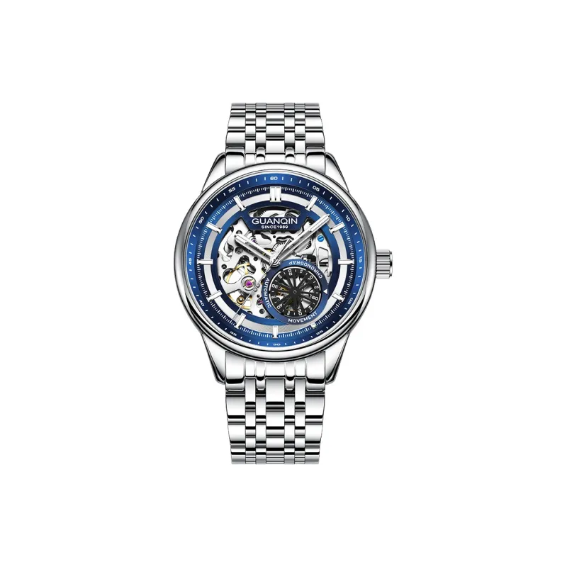 GUANQIN Spacetime Shuttle Automatic Mechanical Movement Stainless Steel Watchband Watch Men's Watches Blue Dial-0