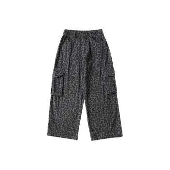 COUNTRY MOMENT Jeans Unisex Black Gray Leopard Print