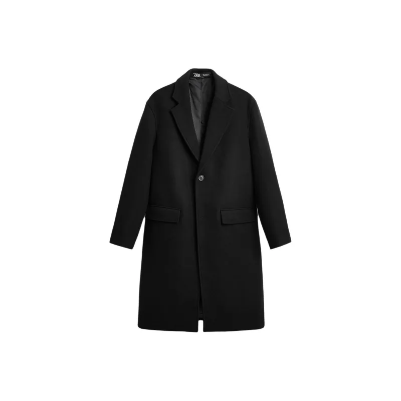 ZARA Trench Coats Men Black-0