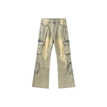 XINYINSU Jeans Unisex Yellow Mud