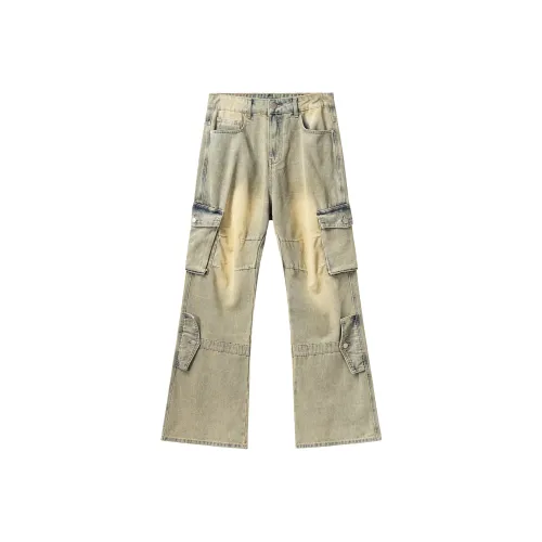 EVISU Jeans Men Denim Blue Yellow Mud