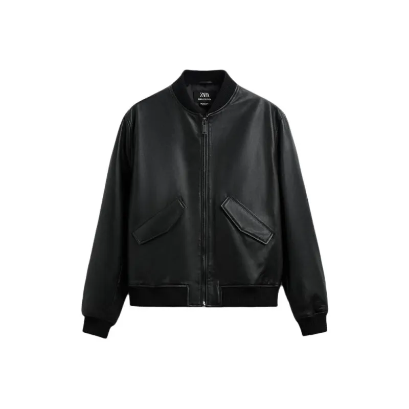 ZARA Leather Jacket Men's Black-0