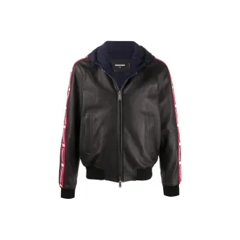DSQUARED 2 Leather Jacket Men's Black