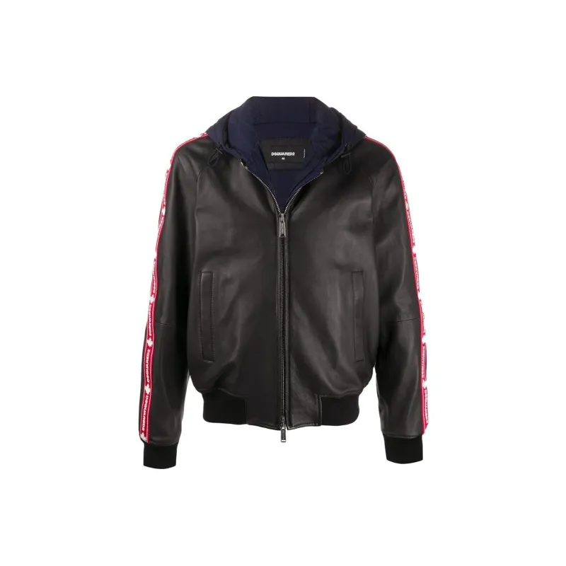 DSQUARED 2 Leather Jacket Men's Black-0