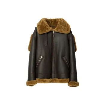 Burberry Shearling Aviator Leather Jacket