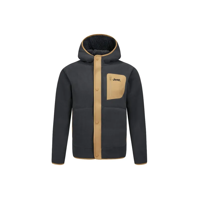 Jeep Double Sided Polar Fleece Jacket With Velvet Long Sleeved Coat Unisex-25