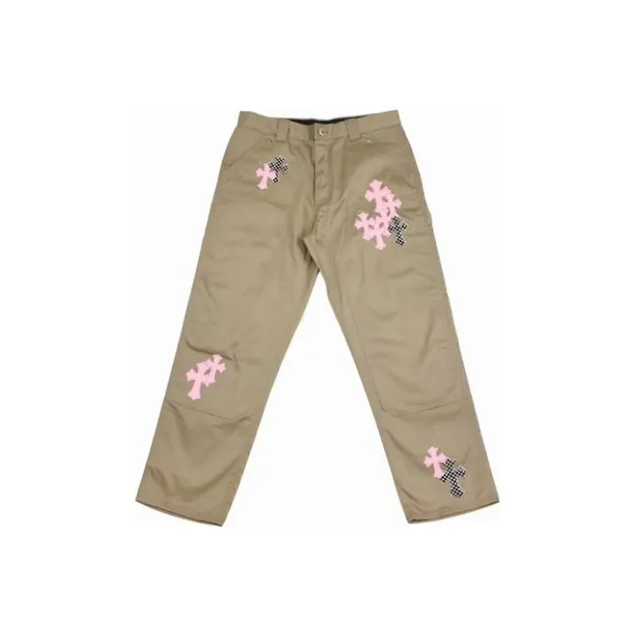 Chrome Hearts Pink & Checkered Cross Patch Carpenter Pants-0