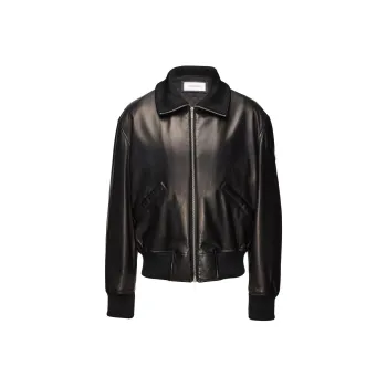 Ferragamo High neck Zipped Leather Jacket