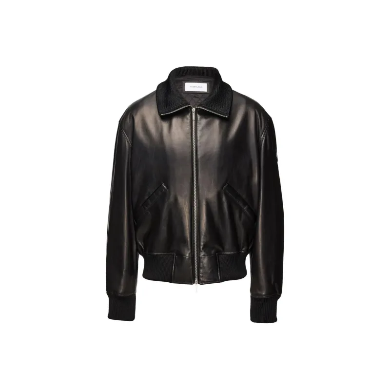 Ferragamo High neck Zipped Leather Jacket-0