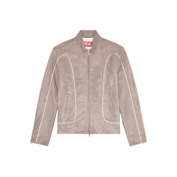 DIESEL L Krix Leather Biker Jacket With Piping