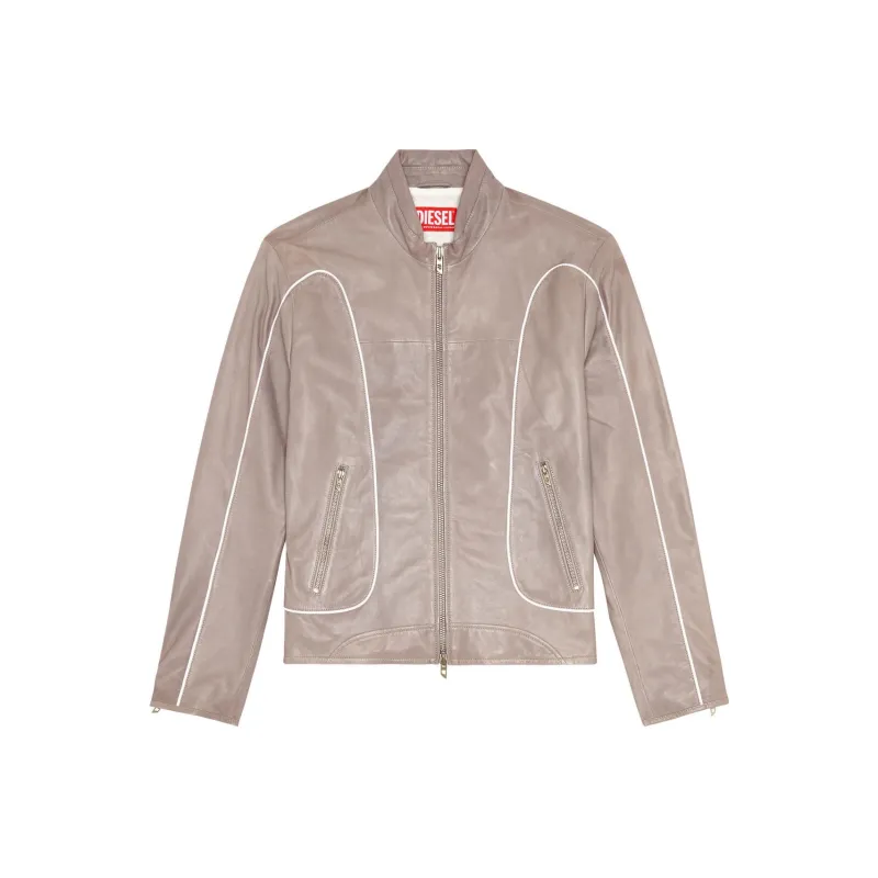 DIESEL L Krix Leather Biker Jacket With Piping-0