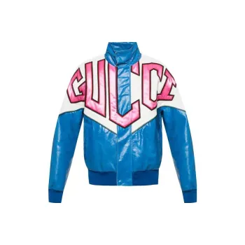 GUCCI SS23 Leather Jacket Men's Blue