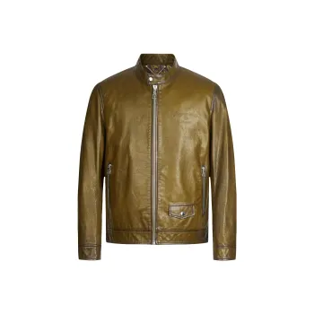 MANGANO Leather Jackets Men Yellow Green