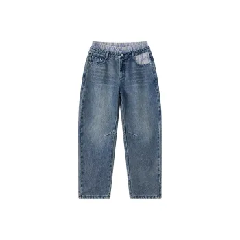 WULISHAONIAN Jeans Unisex Vintage Denim Blue