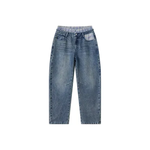 WULISHAONIAN Jeans Unisex Vintage Denim Blue