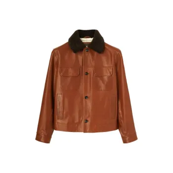 Loro Piana Leather Jacket Men's Calfskin Brown