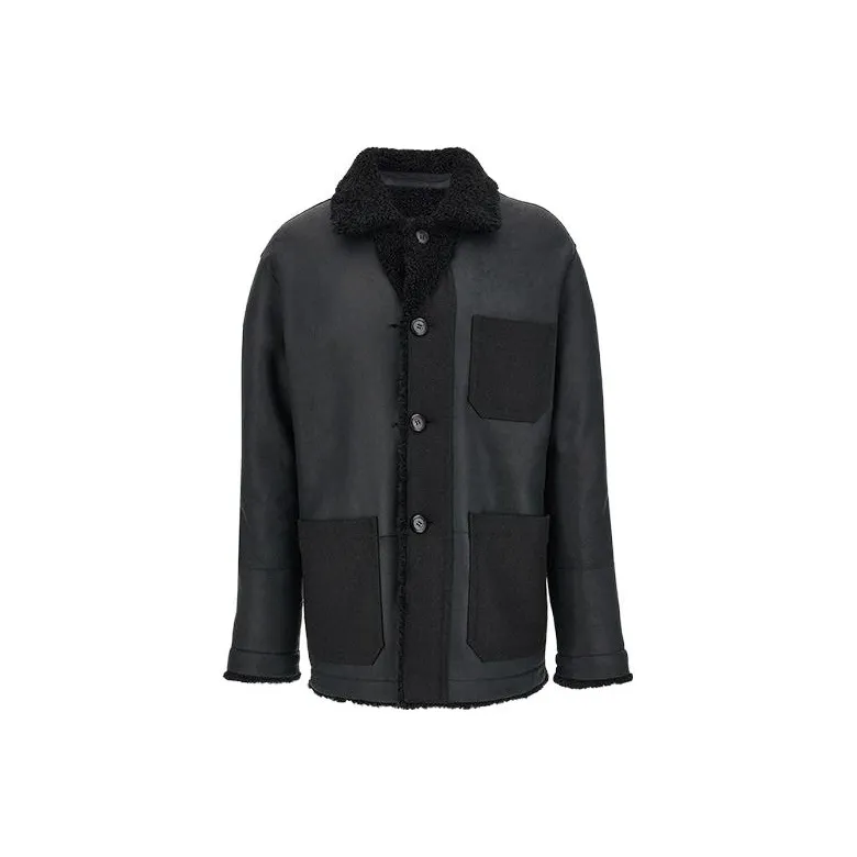Ferragamo Leather Jackets Men Black-0