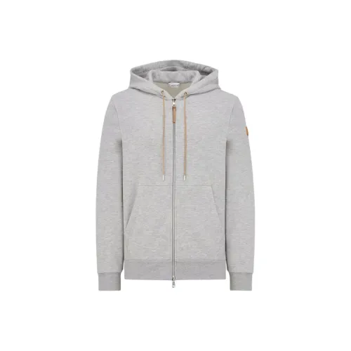 Moncler Logo Patch Zip-Up Hoodie Jackets Coats Men's Gray