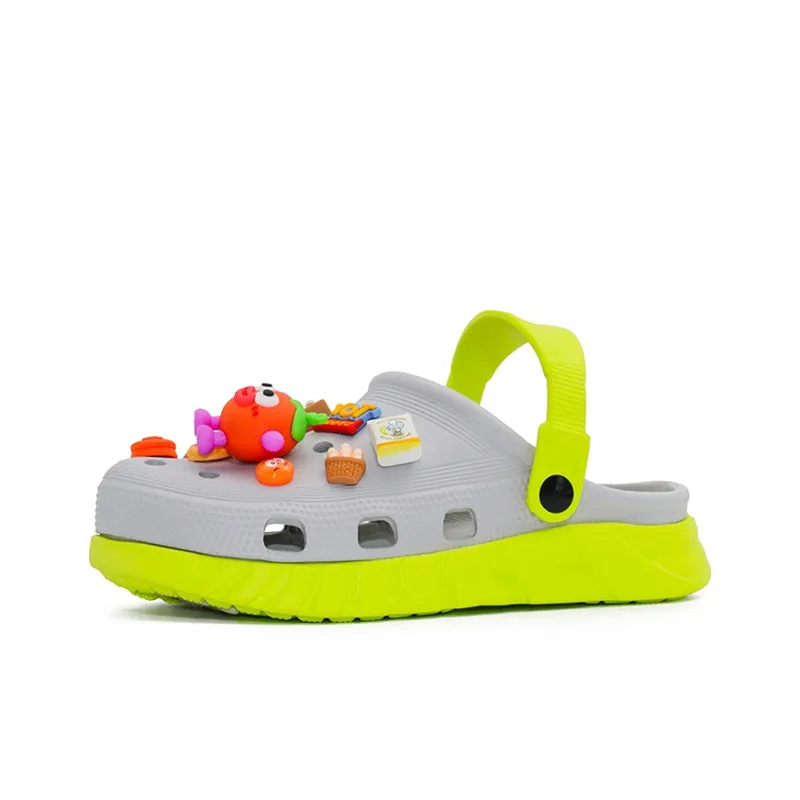 OUBT Cartoon Happiness Tomato, Dopamine Style Clogs Unisex Gray Green-1